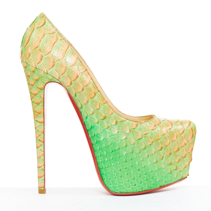 CHRISTIAN LOUBOUTIN Daffodile 160 Menthe ombre green scale platform heels EU36.5