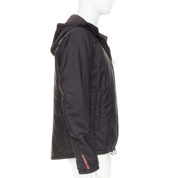 PRADA Linea Rossa 2014 Reversible black burgundy gingham windbreaker IT52 XL