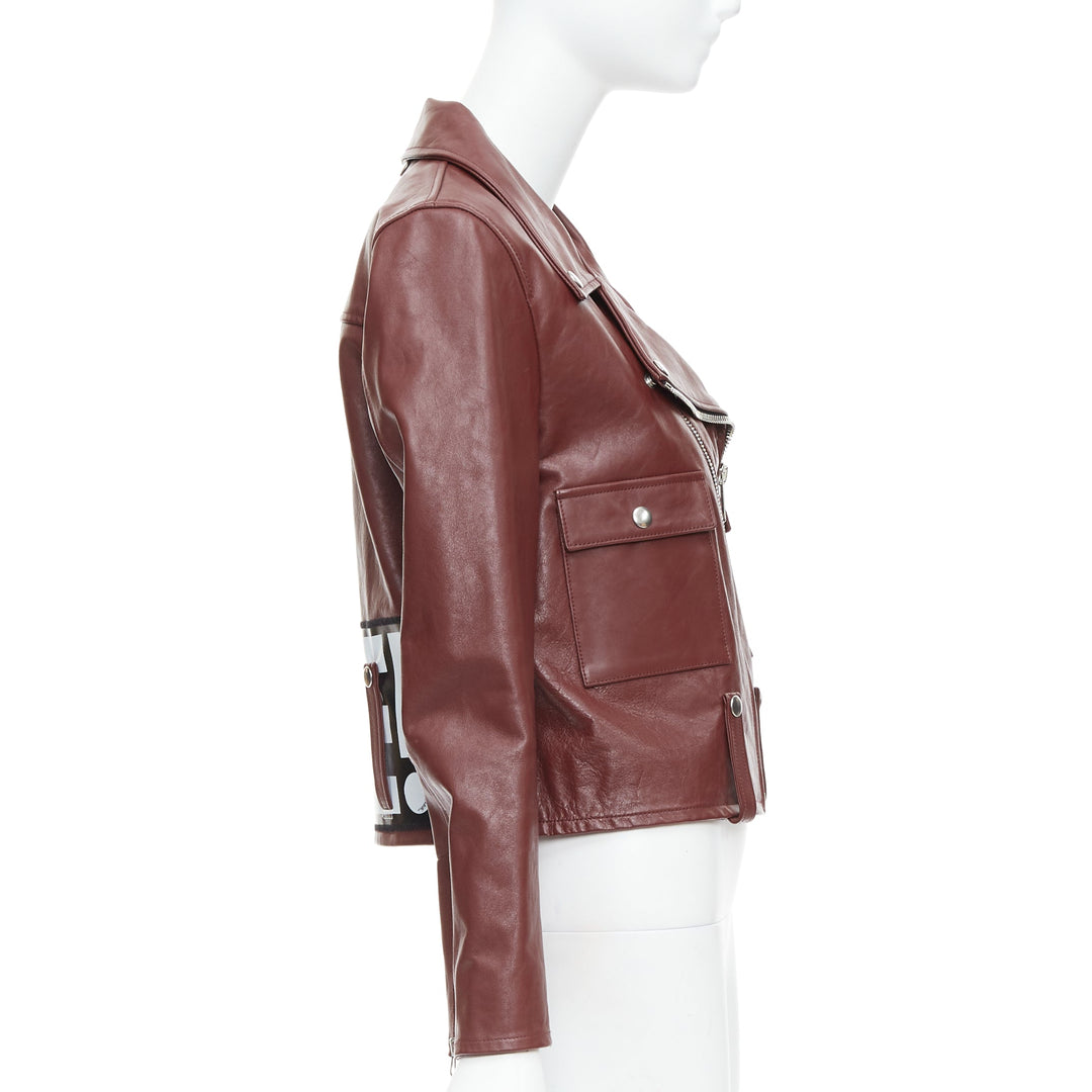 GOLDEN GOOSE Life burgundy calfskin leather cropped biker jacket M