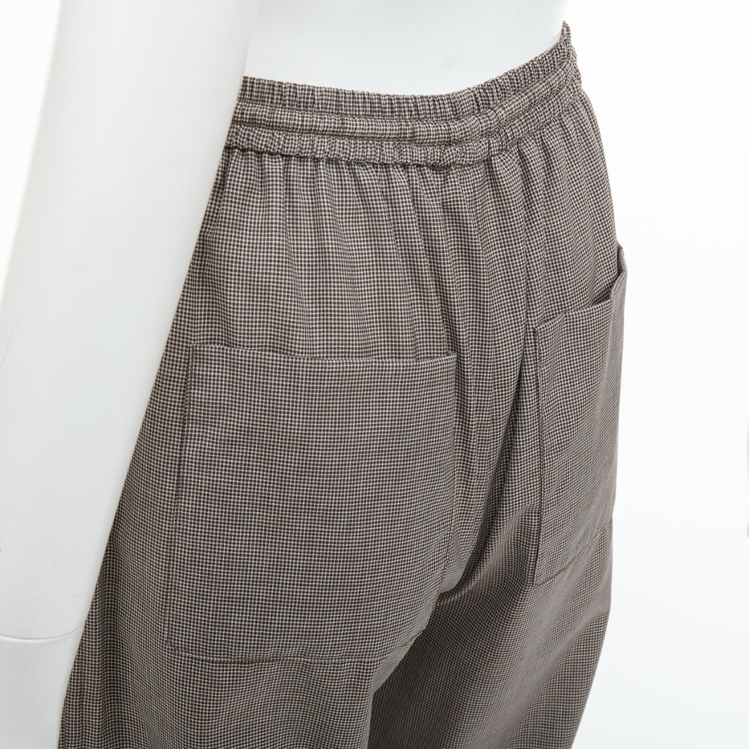CELINE Phoebe Philo brown check wool silk drawstring pajama pants FR36 S