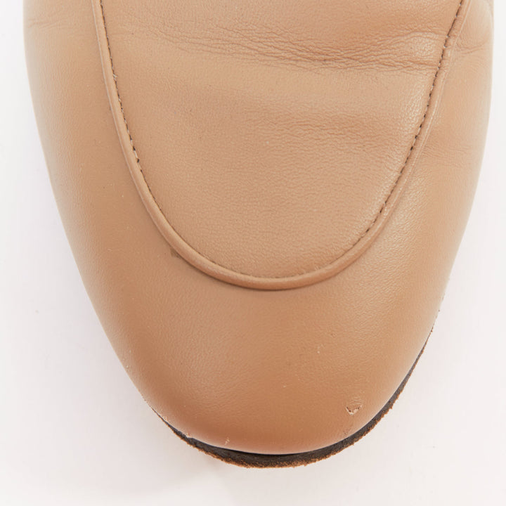 GUCCI Brixton Convertible rose beige lambskin gold Horsebit loafers EU41