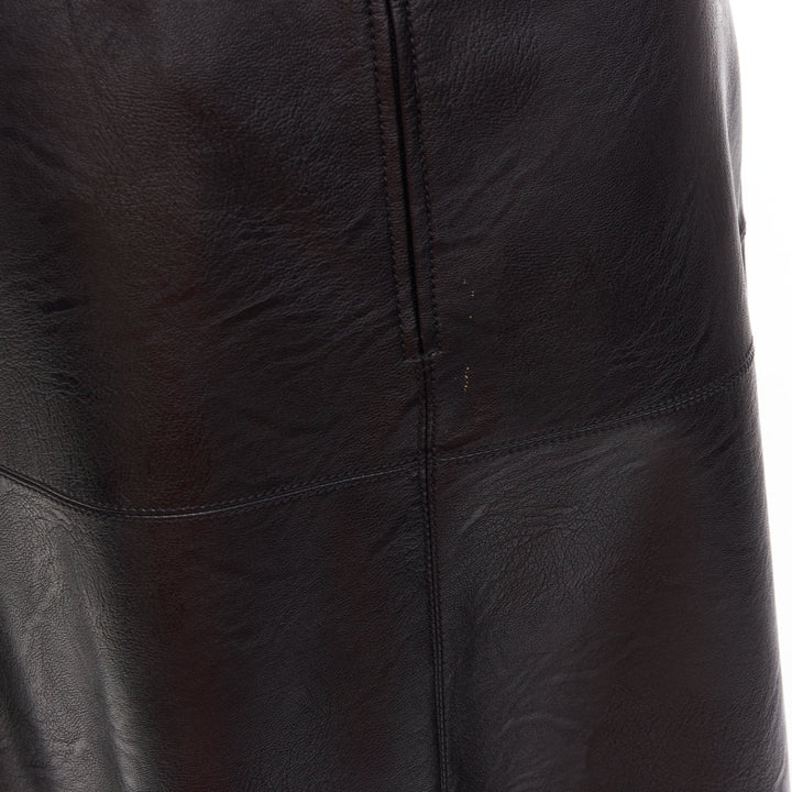 STELLA MCCARTNEY Skin Free black vegan leather A-line midi skirt IT40 S