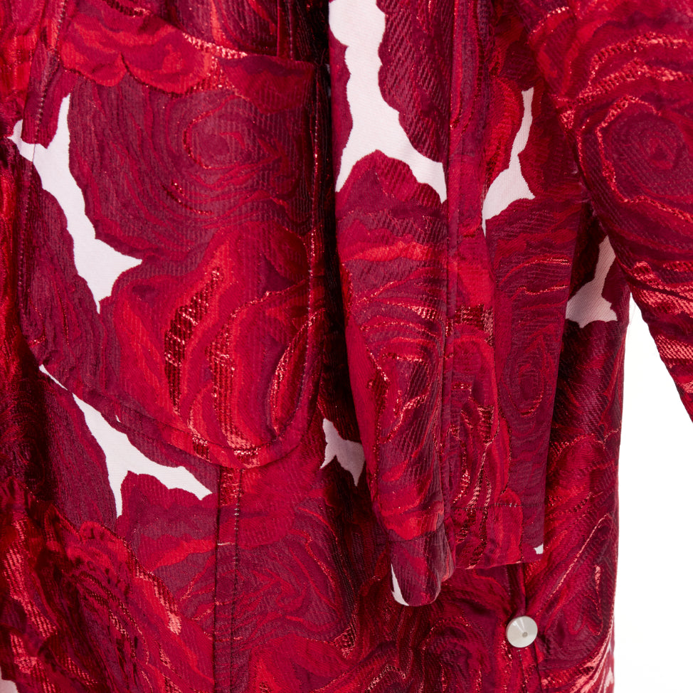 COMME DES GARCONS 2020 Orlando double sleeve red rose jacquard brocade coat S