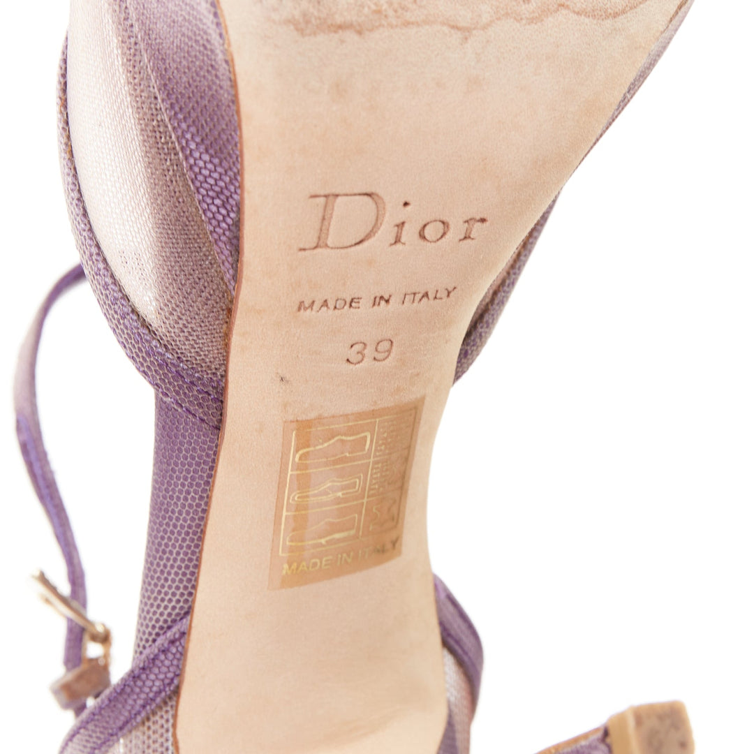 CHRISTIAN DIOR vintage lilac purple nude ombre satin tulle rosette platform EU39