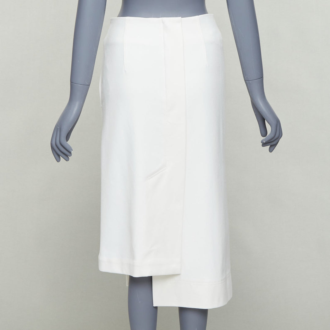 TIBI white structural buttons asymmetric darted pencil skirt US0 XS