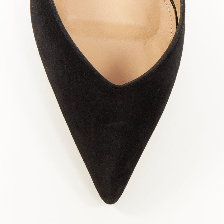 AQUAZZURA Uptown 105 black suede leather point toe dorsay pumps EU38