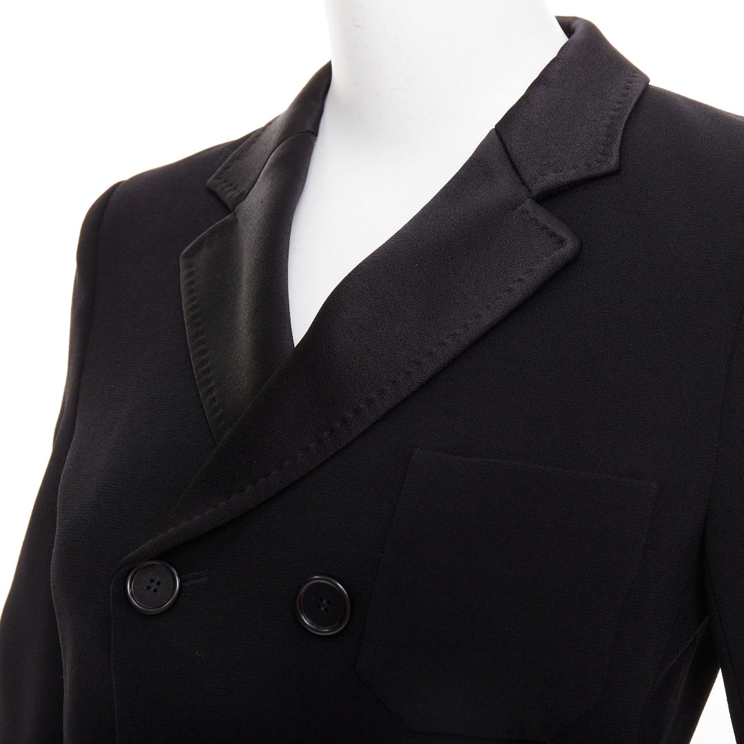 BALENCIAGA Vintage 2010 black satin trim fitted blazer jacket FR36 S