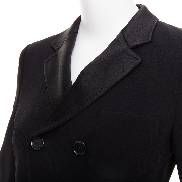 BALENCIAGA Vintage 2010 black satin trim fitted blazer jacket FR36 S