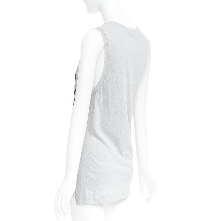 BALMAIN 2011  Christophe Decarnin Punk Graffiti silver pin ripped tank FR38 M