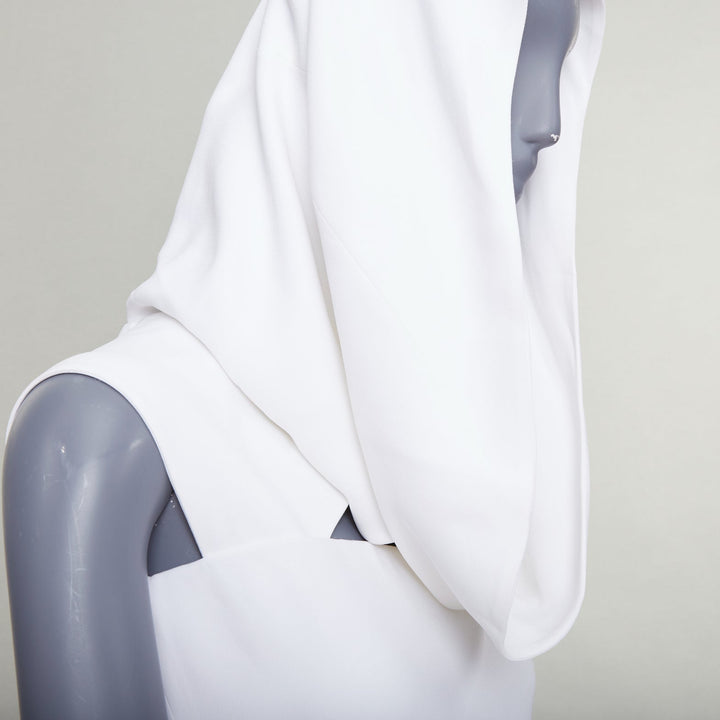 FERRAGAMO Maximilian Davis 2023 Runway Bridal white hood crepe mini dress IT40 S