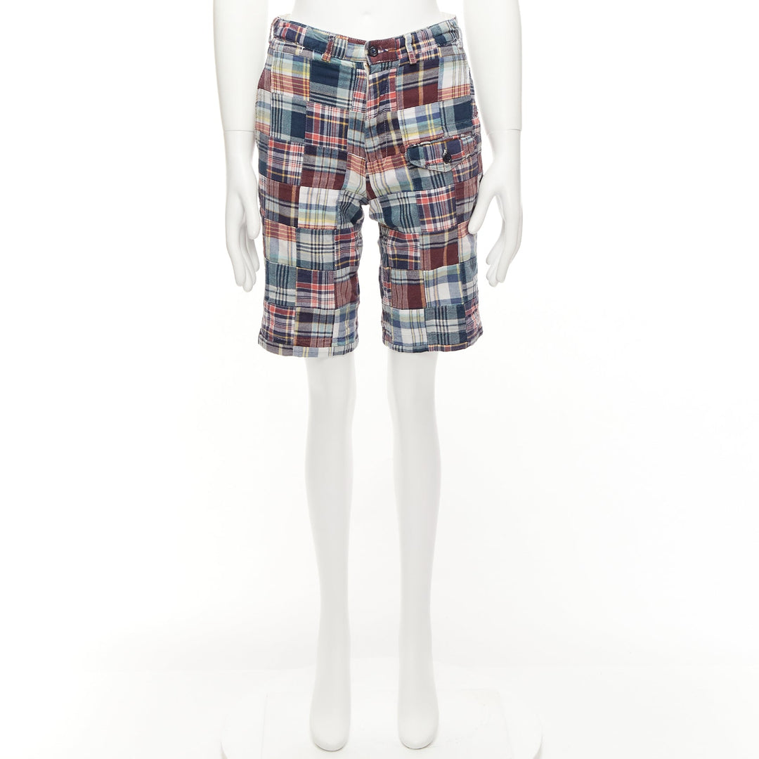 ENGINEERED GARMENTS multicolor cotton checkered patchwork shorts 28"