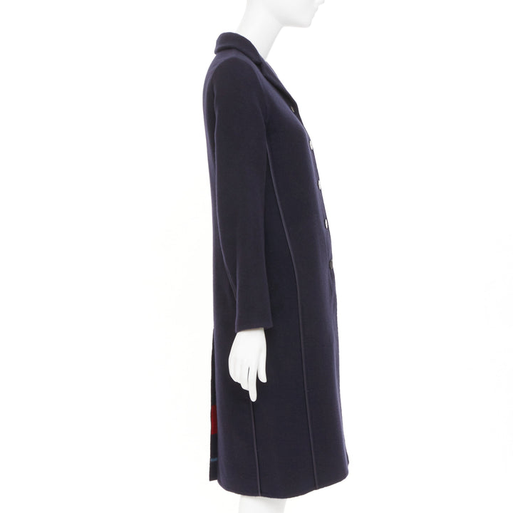 HERMES solid black double face pure cashmere single breasted outerwear FR34 XS