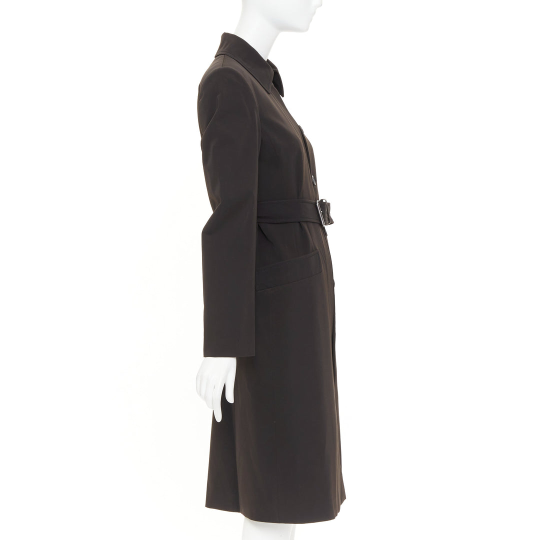PRADA 1999 Vintage minimal technical single breasted belted trench coat IT42 M