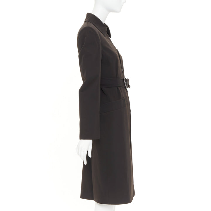 PRADA 1999 Vintage minimal technical single breasted belted trench coat IT42 M