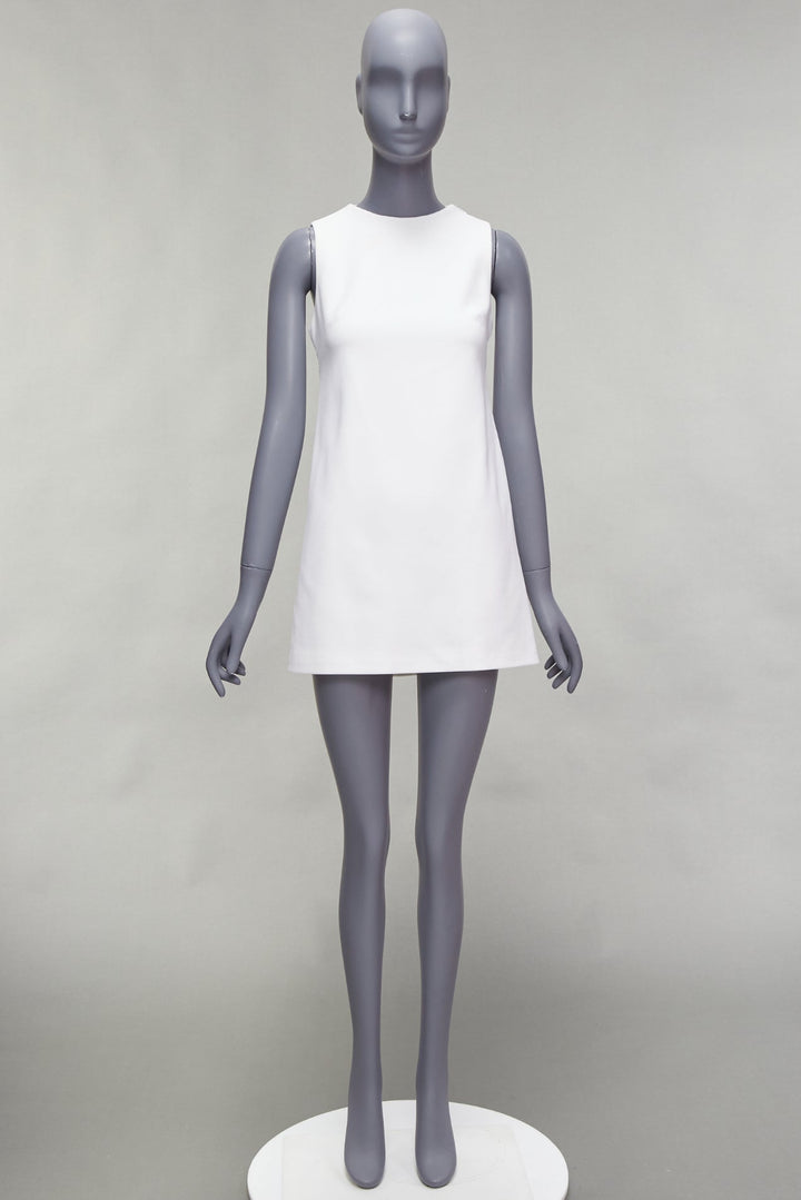 TIBI white cut out back big snap button mini mod shift dress US2 S