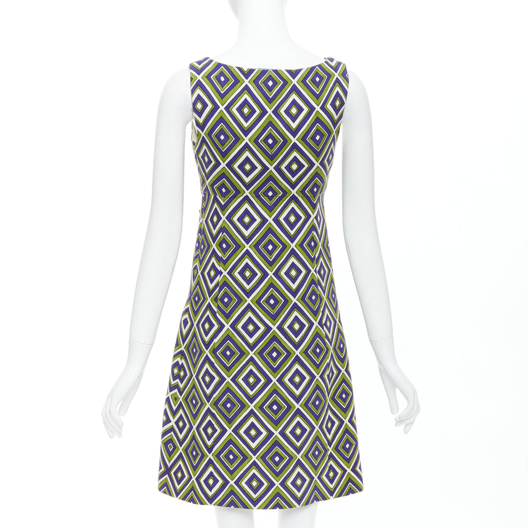 PRADA 2012 Runway green purple resin applique mod mini dress IT38 XS