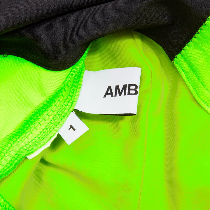 AMBUSH neon green black panelled logo back waist tie cropped sports top Size 1 S