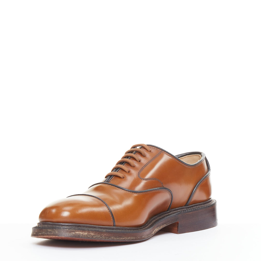 CHURCH'S Lancaster sandalwood tan brown polished binder welted oxford UK5 E