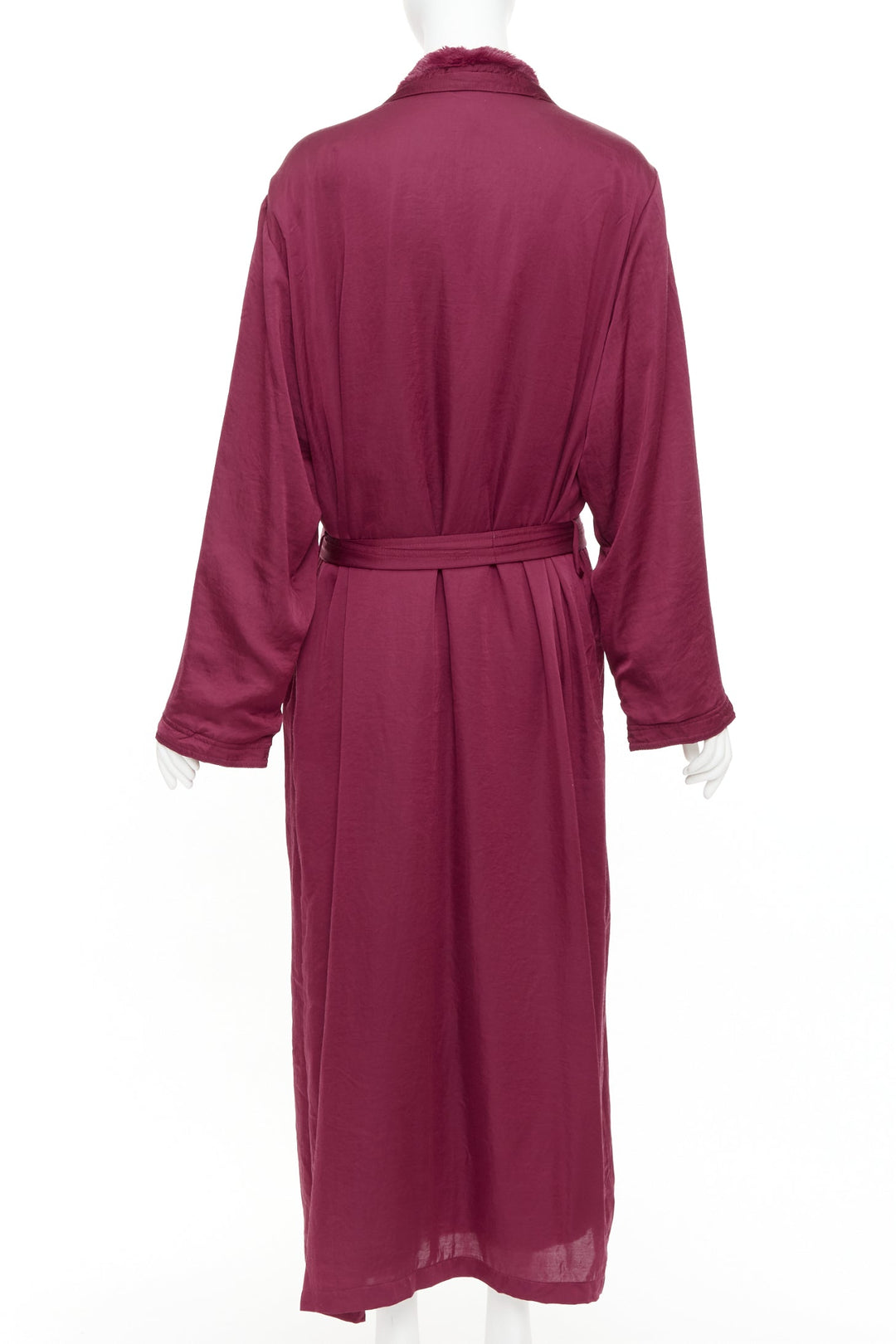 DONNA KARAN Sleepwear burgundy red towel lined belted bath robe M