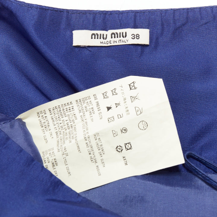 MIU MIU Vintage 2006 blue nylon box pleat A-line high waisted mini skirt IT38 XS