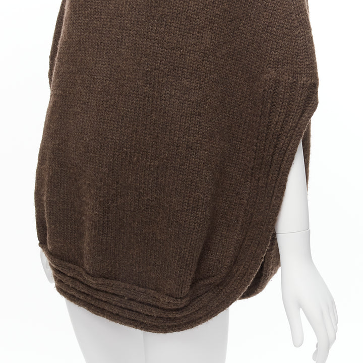 GUCCI Vintage brown 100% camel hair turtleneck circle poncho top L