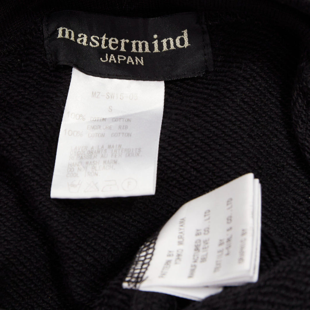 MASTERMIND JAPAN black cotton beige needlepoint embroidered skull hoodie JP3 L
