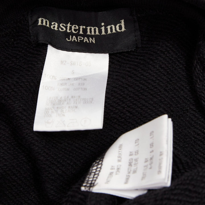 MASTERMIND JAPAN black cotton beige needlepoint embroidered skull hoodie JP3 L