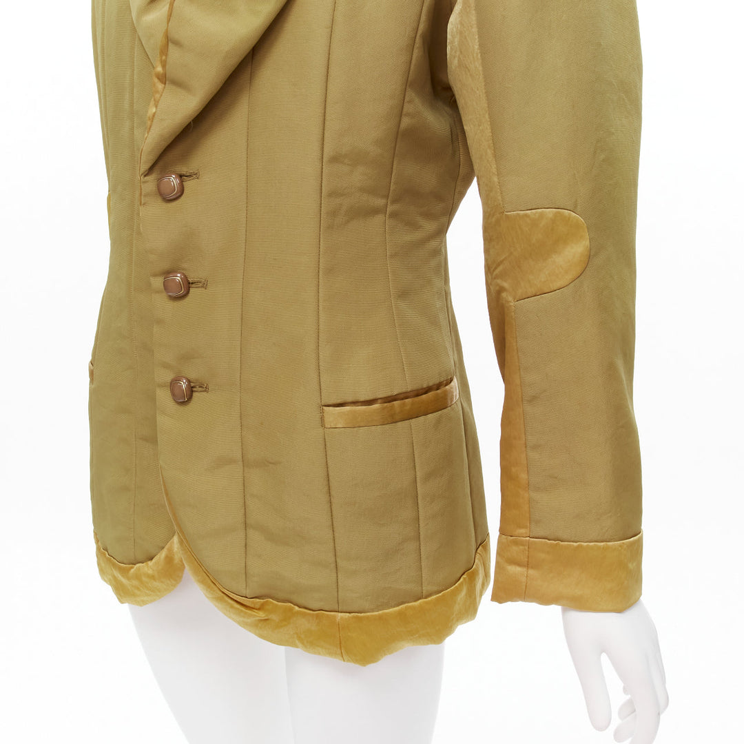 ISSEY MIYAKE Vintage 1980s khaki brown contrast 3D cut collar insert jacket M