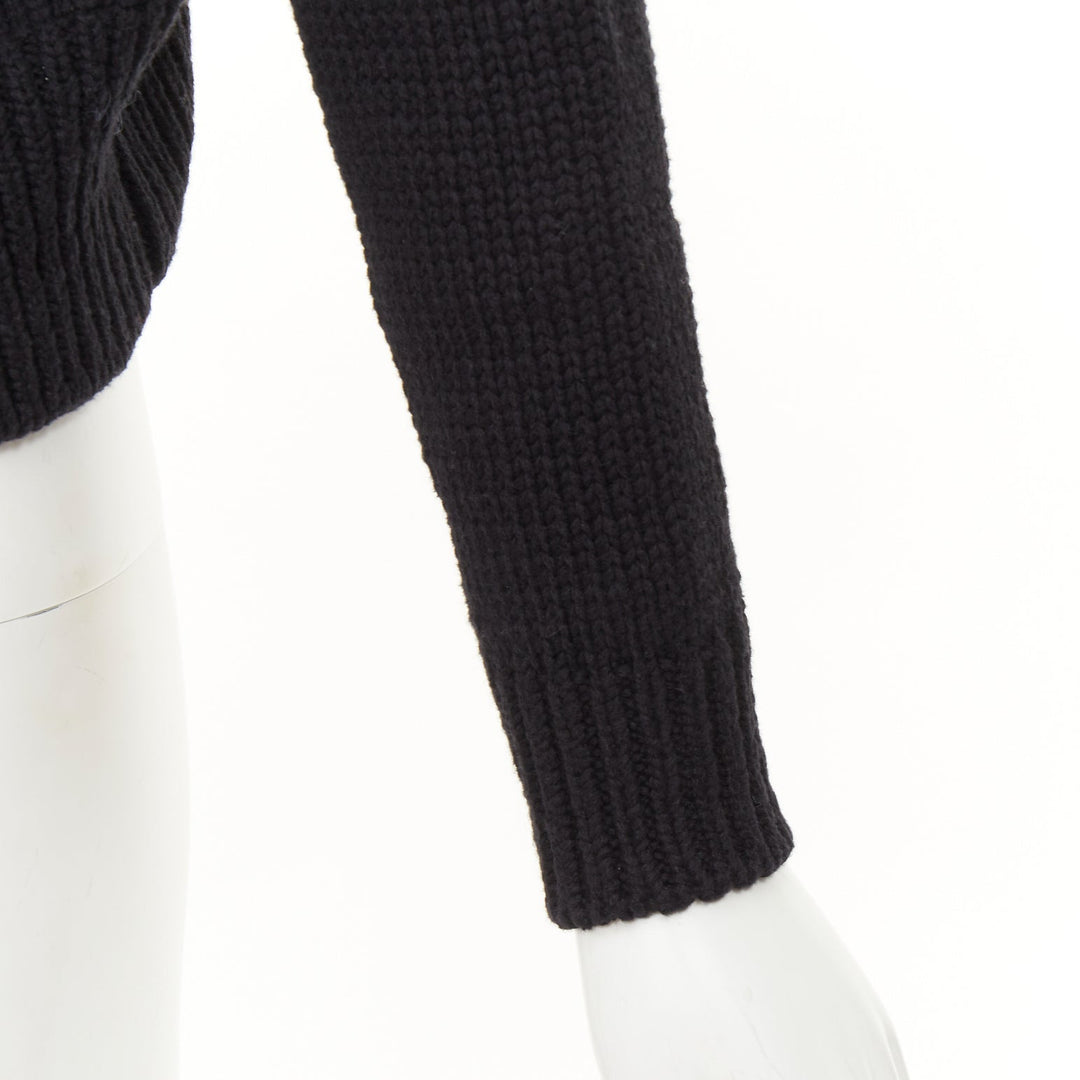 ADEAM off shoulder multi ribbon tie cotton cashmere black wrap sweater top M