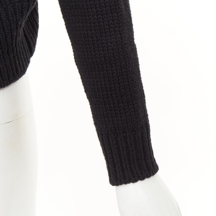 ADEAM off shoulder multi ribbon tie cotton cashmere black wrap sweater top M