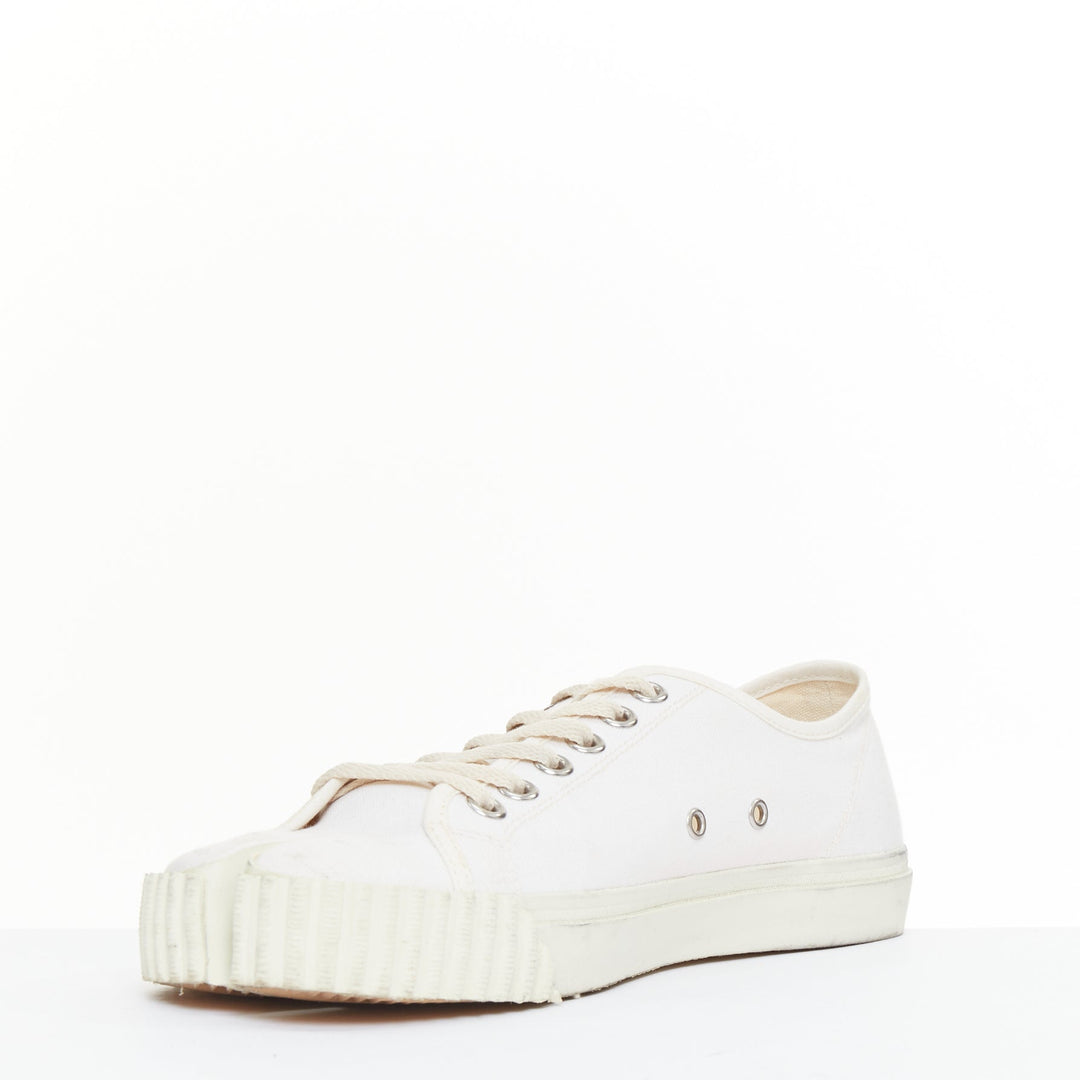 MAISON MARGIELA Tabi white canvas off-white laced low top sneakers EU41