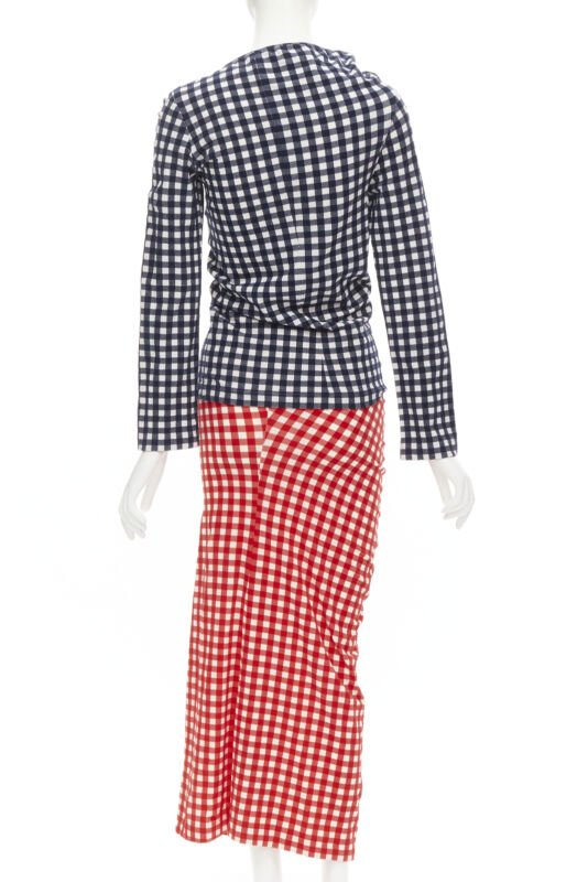 COMME DES GARCONS 1997 Vintage Lumps and Bumps gingham checked blue red set