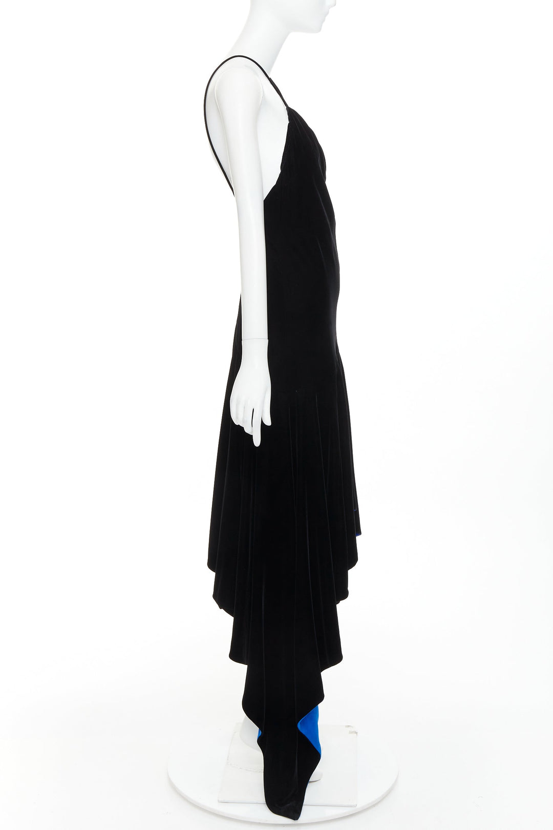 ALEXANDRE VAUTHIER COUTURE AW2022 Runway black velvet blue symmetric slip dress