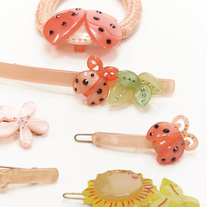 CHIC & MODE Alexandre Zouari orange butterfly beetles flower hair clip tie X6