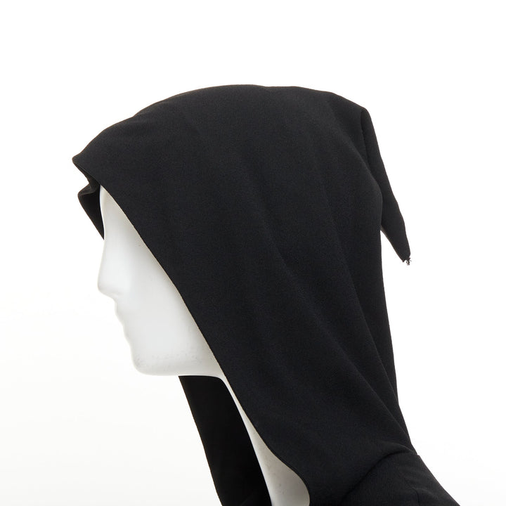 SAINT LAURENT 2013 black acetate blend hooded bishop sleeve dress gown FR36 S