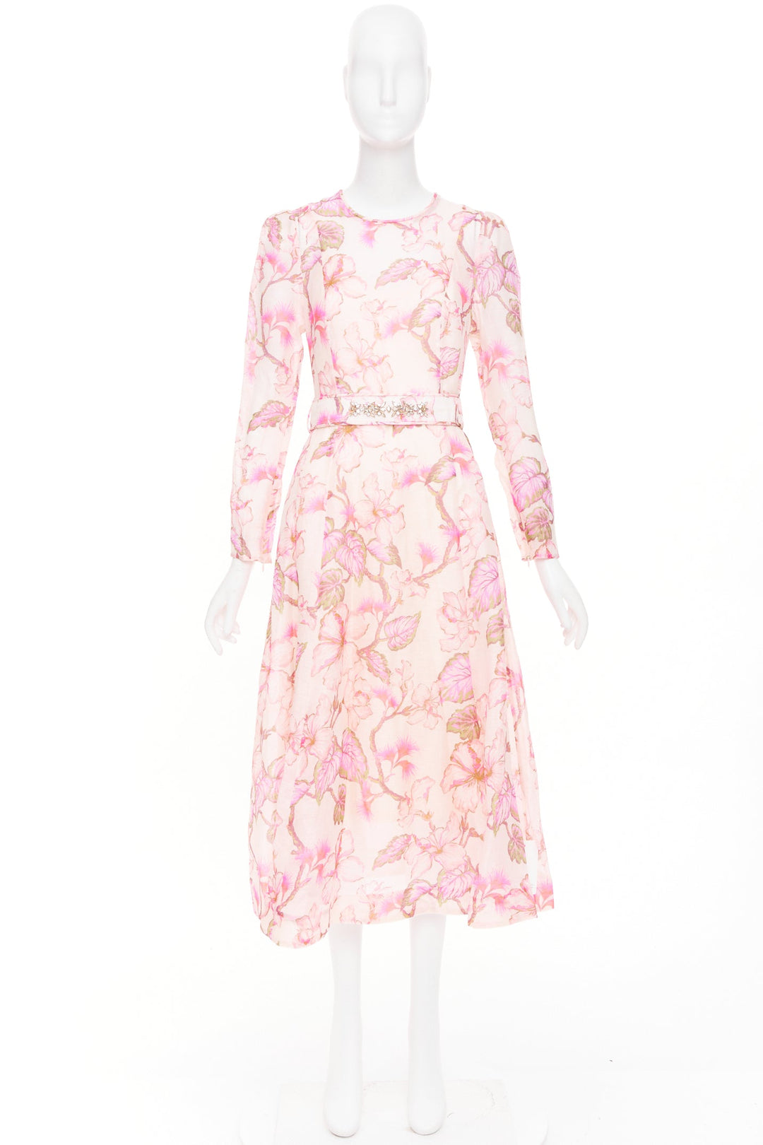 ZIMMERMANN 2024 Runway Matchmaker pink floral linen silk midi dress Size 1 XS-S