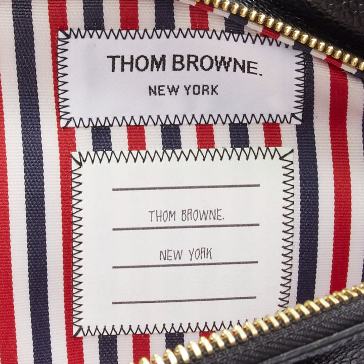 rare THOM BROWNE Mini Dolphin black pebbled leather crossbody bag