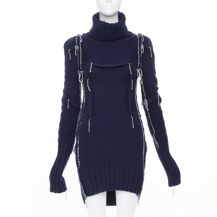 MAISON MARTIN MARGIELA H&M 2012 Re-Edition navy darted merino wool knit dress XS