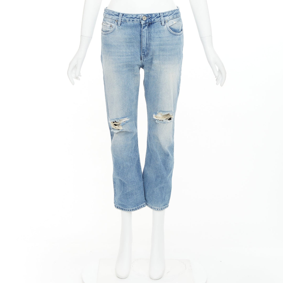 ACNE STUDIOS Pop Trash blue washed cotton ripped distressed back  jeans FR34 XS