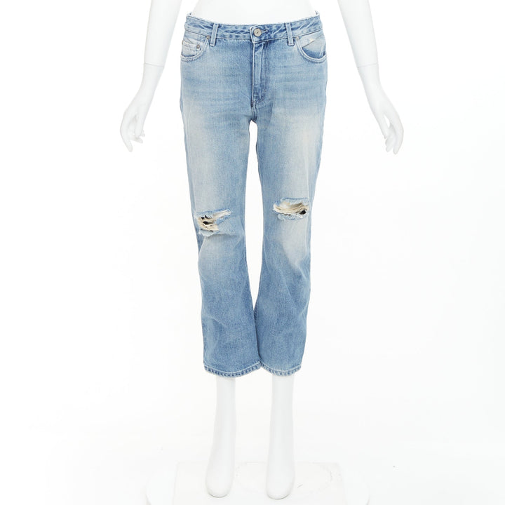 ACNE STUDIOS Pop Trash blue washed cotton ripped distressed back  jeans FR34 XS
