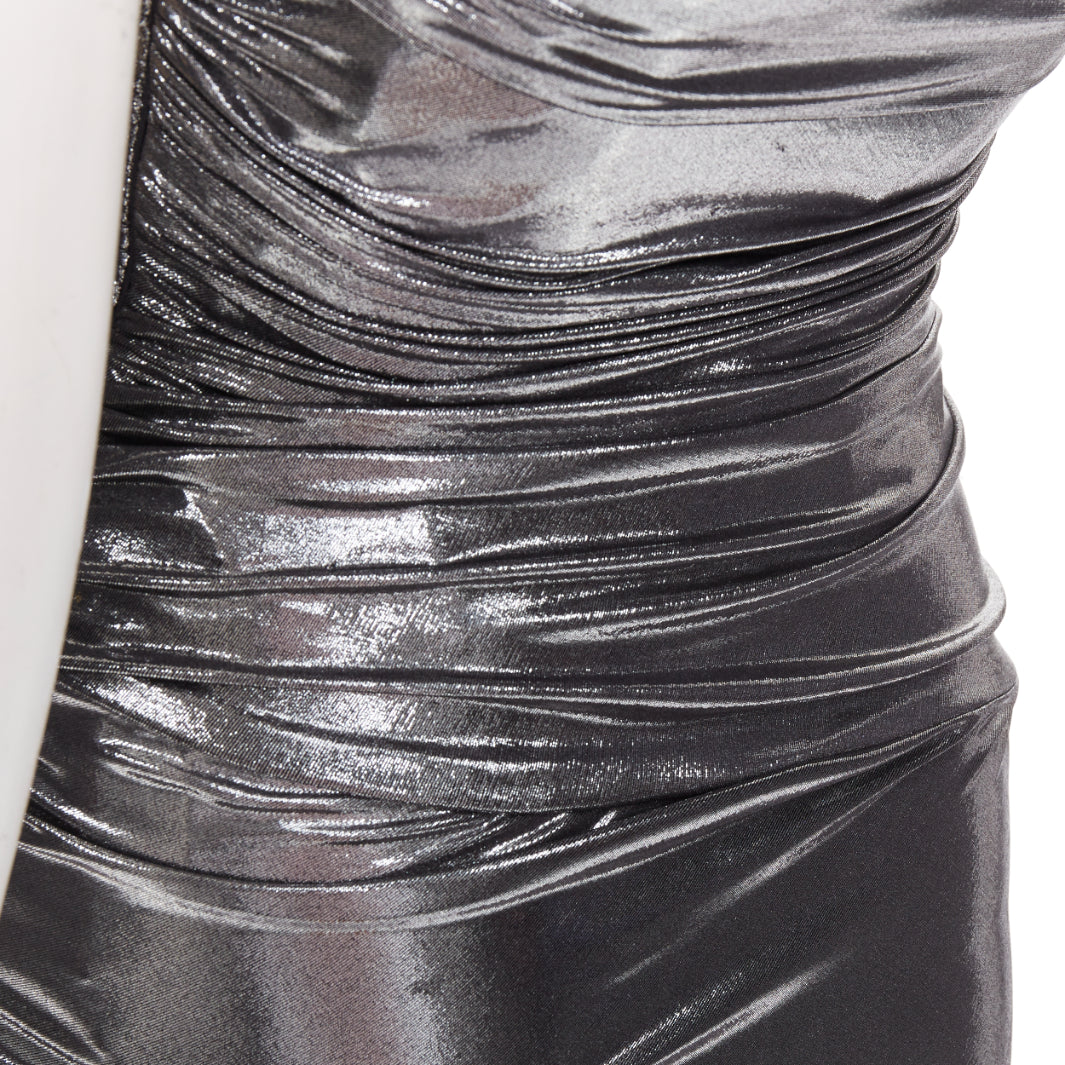 ALEXANDRE VAUTHIER SS2024 Runway metallic silver liquid metal drape dress