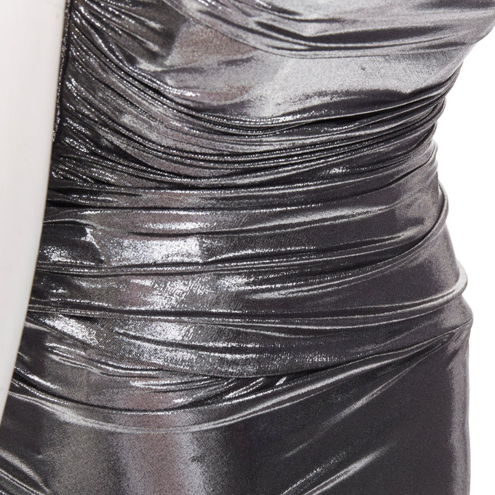 ALEXANDRE VAUTHIER SS2024 Runway metallic silver liquid metal drape dress