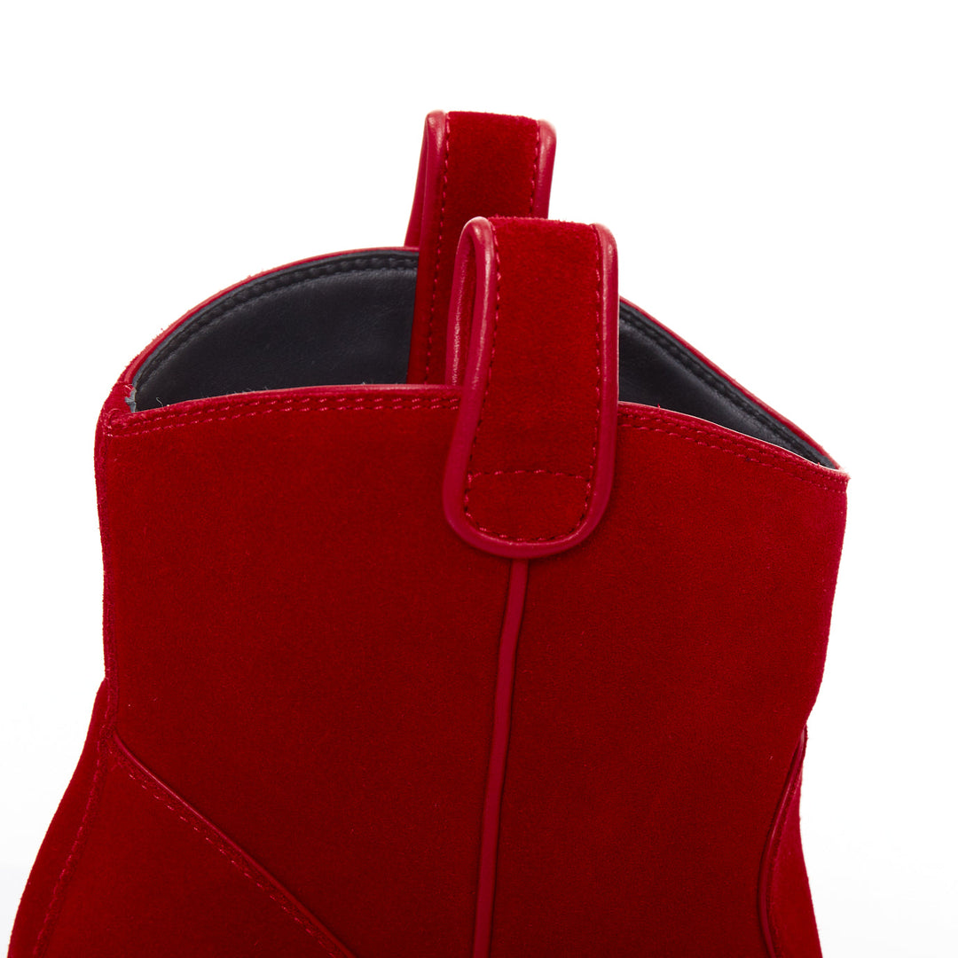 GIUSEPPE ZANOTTI Elna 55 red velvet leather cuban western cowboy boots EU36