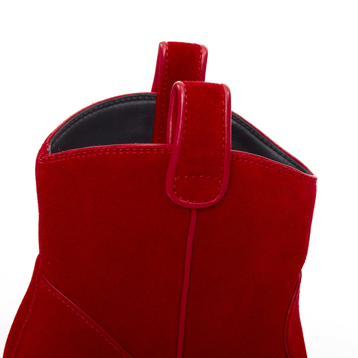 GIUSEPPE ZANOTTI Elna 55 red velvet leather cuban western cowboy boots EU36