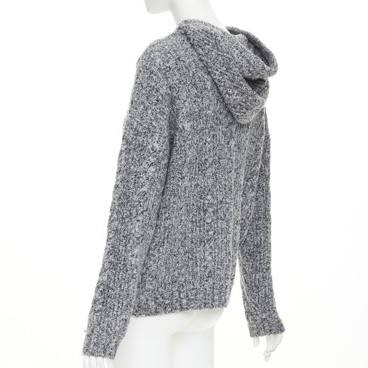 SHUSHU TONG 2024  grey wool blend black velvet ribbon oversized sweater UK6 XS