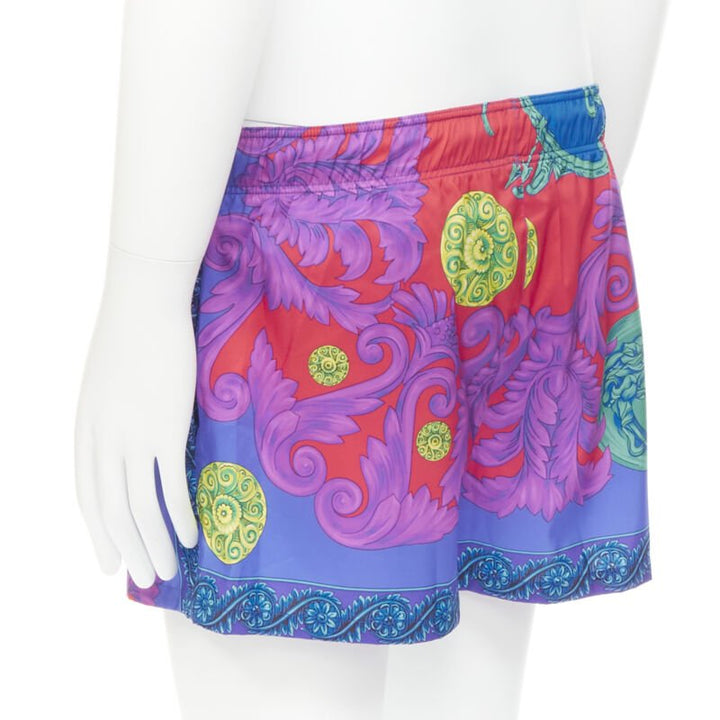 VERSACE Medusa Trionfo Garden blue purple Barocco print swim shorts IT4 M