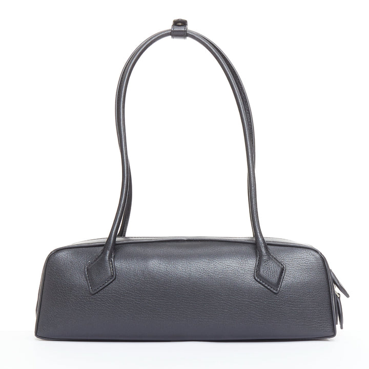 ALAIA Le Teckel black leather elongated long handle double zip bag