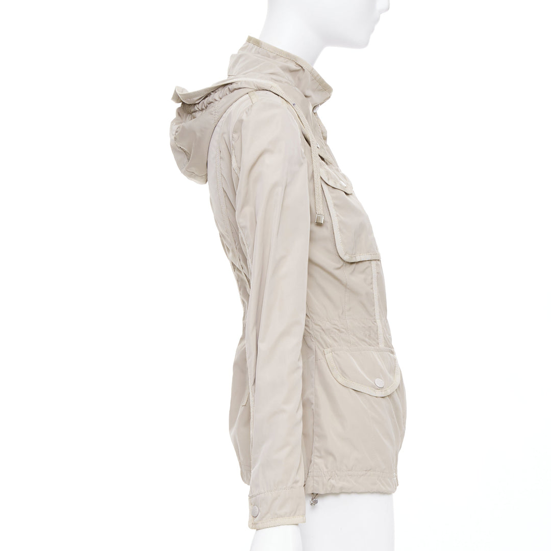 MONCLER Roxane Giubotto beige nylon military cargo pocket jacket Sz.0 XS