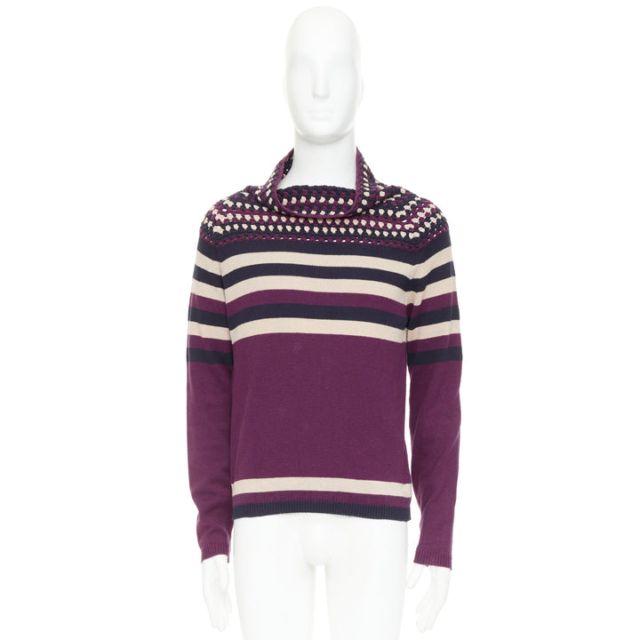 BURBERRY PRORSUM Christopher Bailey Runway purple bateau cowl collar sweater S