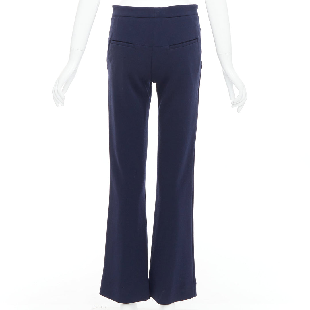 MARNI navy virgin wool blend wide leg mid waist pants IT38 XS